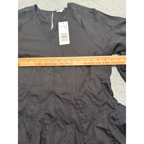 Rhode Olivia Black Smocked Waist Mini Dress XS NWT Long Sleeve Ruffle Hem - Picture 7 of 9